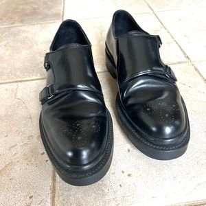 Prada laser cut Velcro monk straps